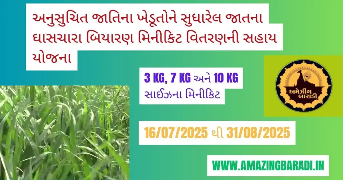 Anusuchit Jatina Kheduto Ne Sudharel Jatna Ghaschara Biyaran Mini Kit Vitaran Ni Sahay Yojana