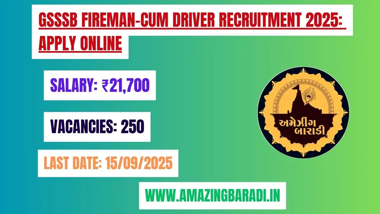 GSSSB Fireman-Cum Driver Recruitment 2025: Apply Online