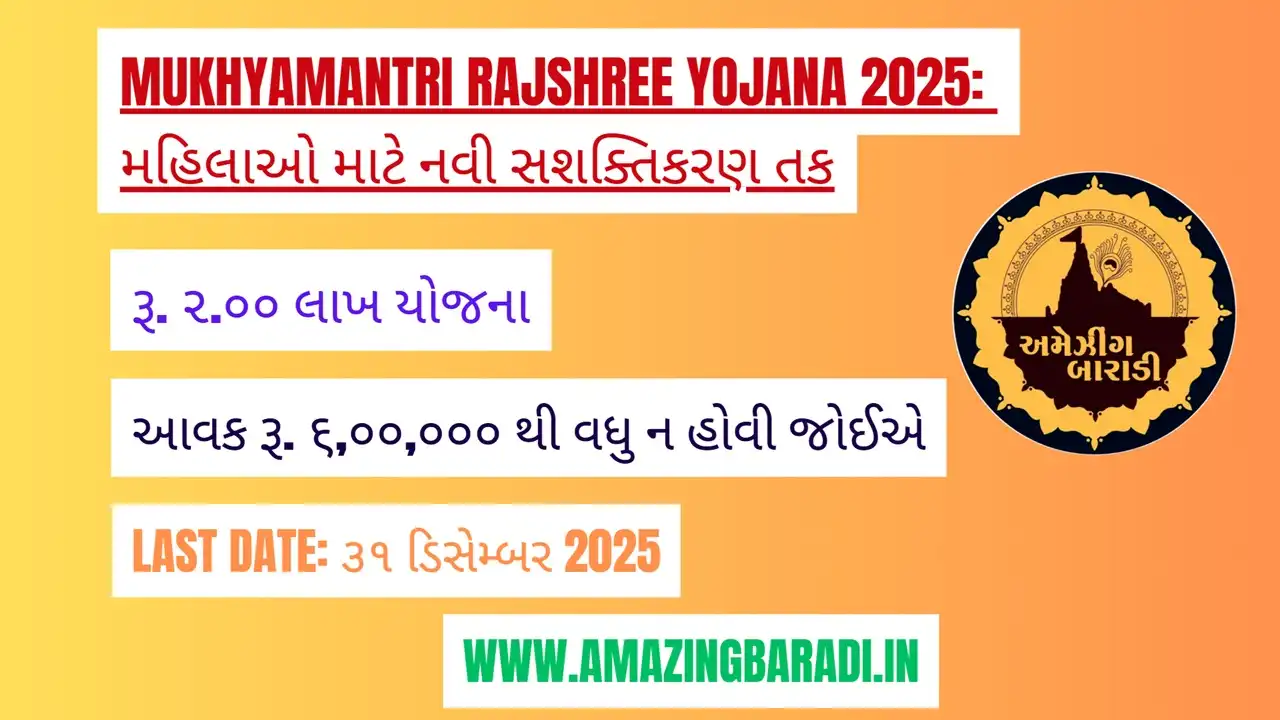 Mukhyamantri Rajshree Yojana 2025: મહિલાઓ માટે નવી સશક્તિકરણ તક