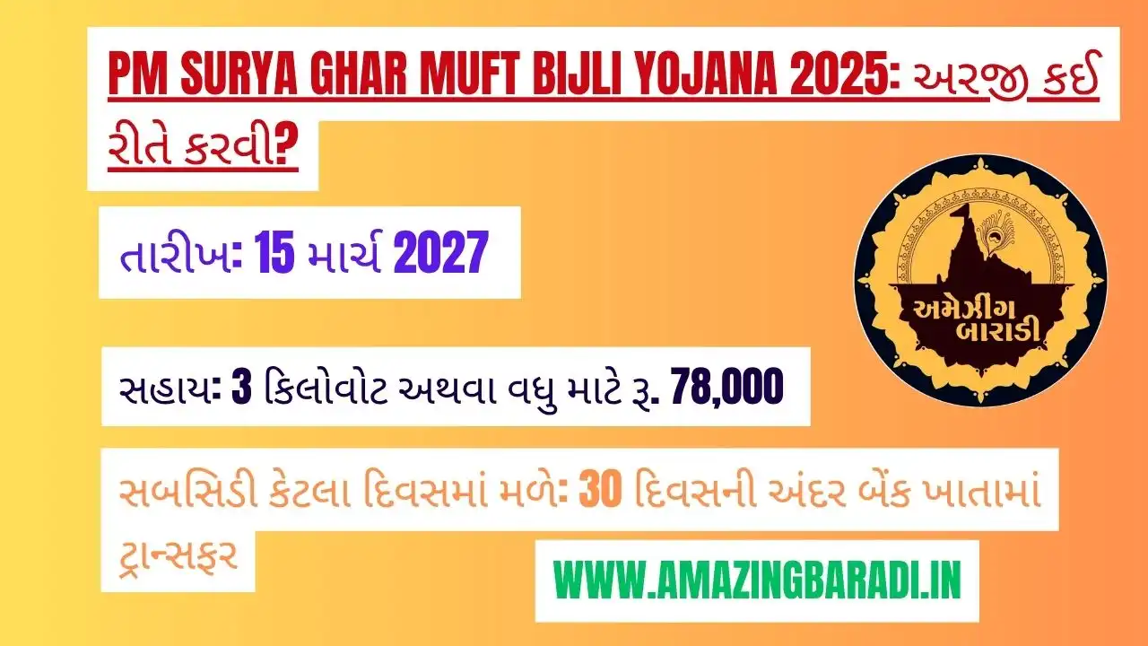 PM Surya Ghar Muft Bijli Yojana 2025 અરજી કઈ રીતે કરવી