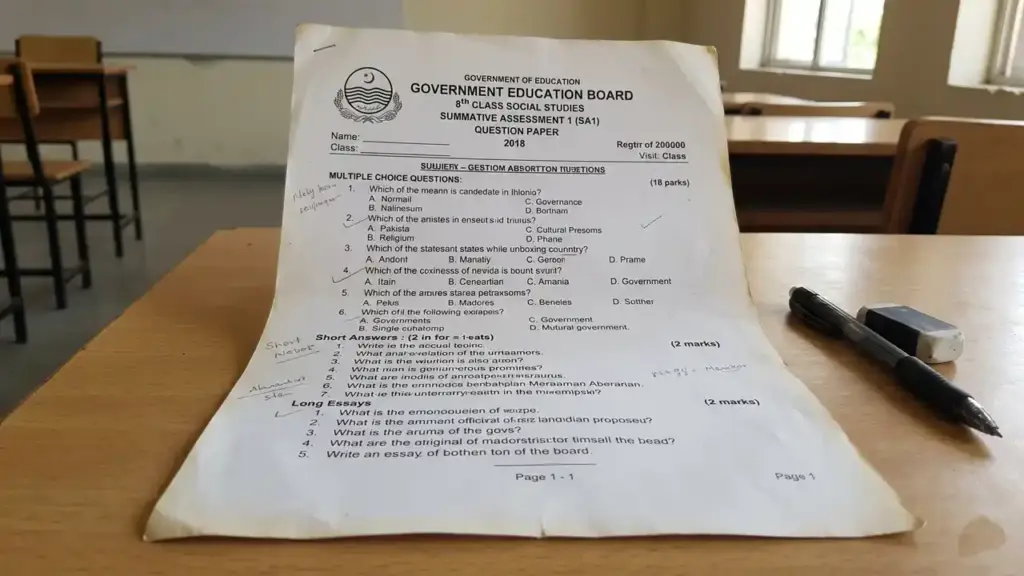 8th Class Social Question Paper 2018 SA1 Government